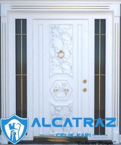 Beyaz Modern Dış Kapı Villa Kapısı Çelik Kapı