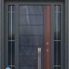 Gri Mermer Desenli Lüks Dış Kapı Granit Desenli Modern Villa Kapısı Çelik Giriş Kapısı