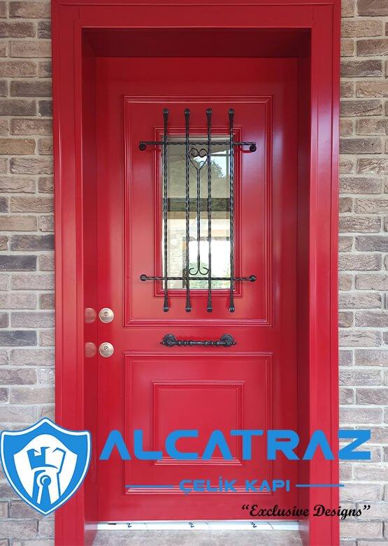 Kırmızı Villa Kapısı Dış Kapı Modelleri Çelik Kapı
