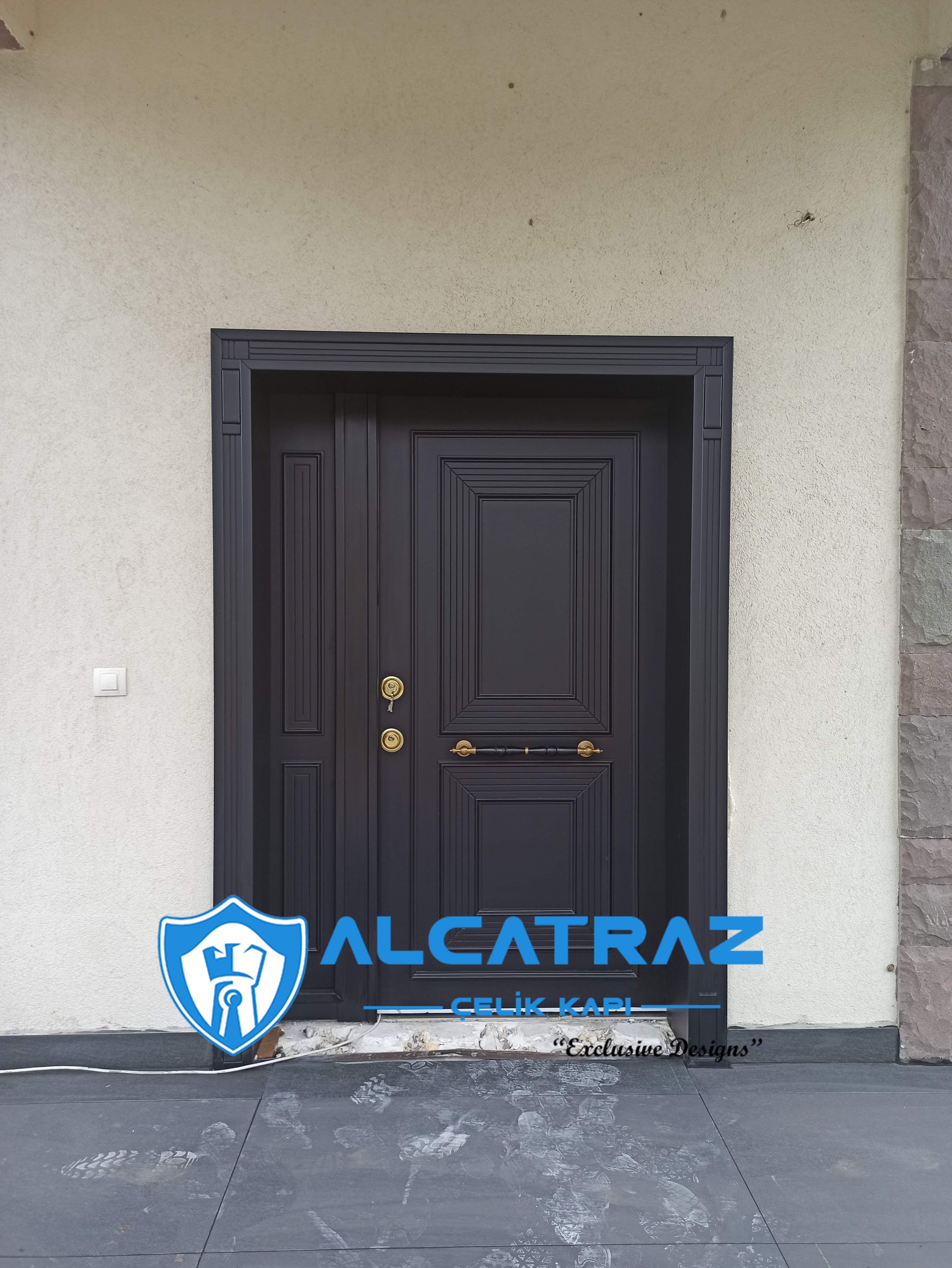 Antrasit Lüks Çelik Kapı Villa Kapısı Klasik Özel Tasarım Kompozit Çelik Kapı Modelleri Alcatraz Çelik Kapı