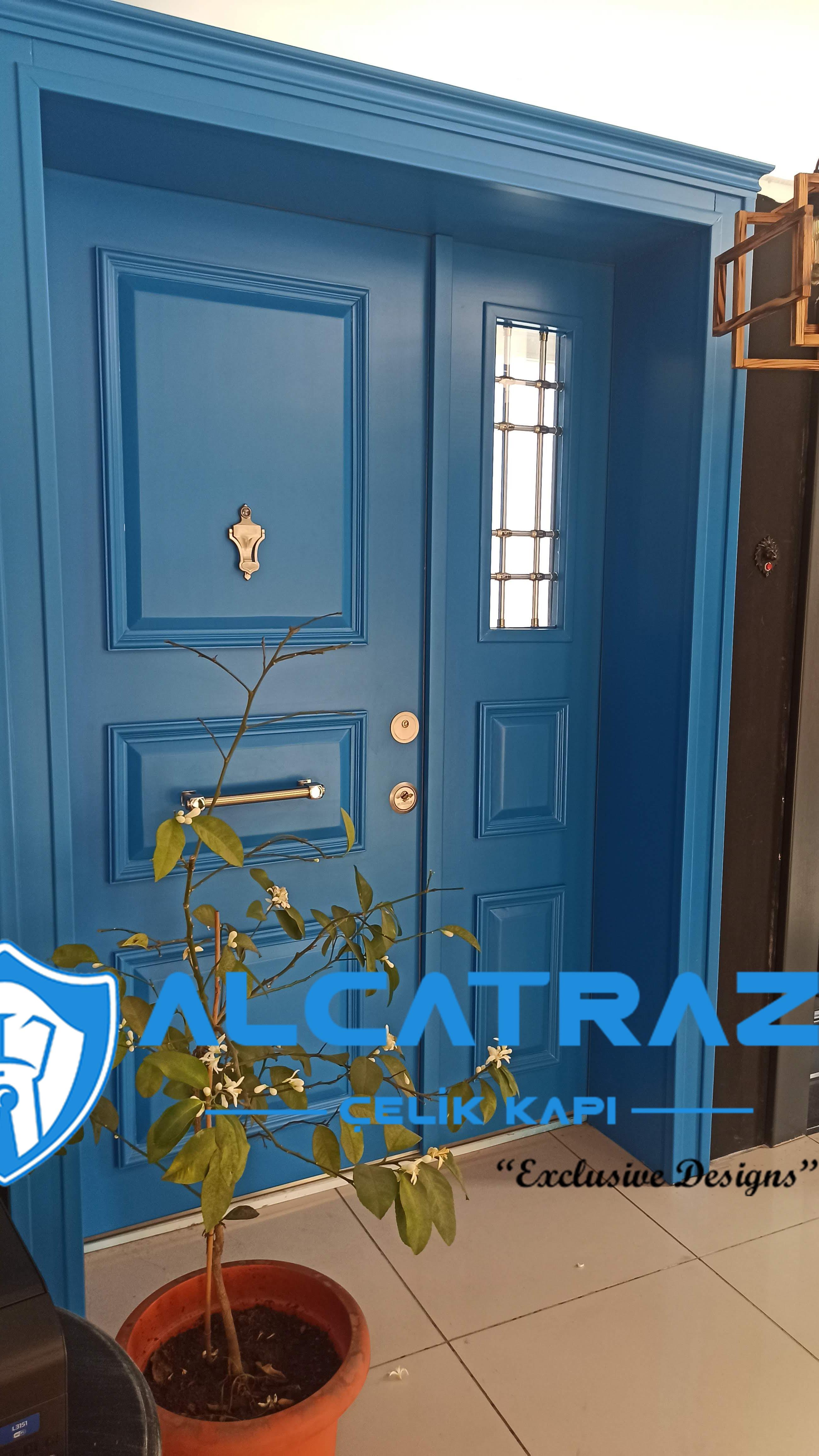 Bodrum mavisi lüks Çelik Kapı Villa Kapısı Klasik Özel Tasarım Kompozit Çelik Kapı Modelleri Alcatraz Çelik Kapı