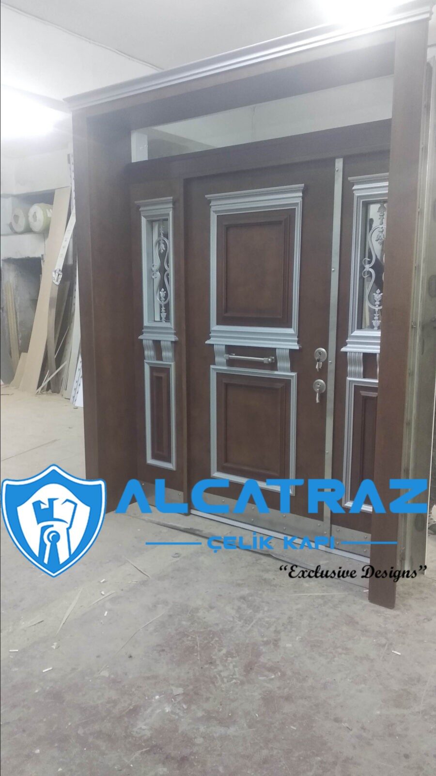 Çelik Kapı Gri Villa Kapısı Klasik Özel Tasarım Kompozit Çelik Kapı Modelleri Alcatraz Çelik Kapı