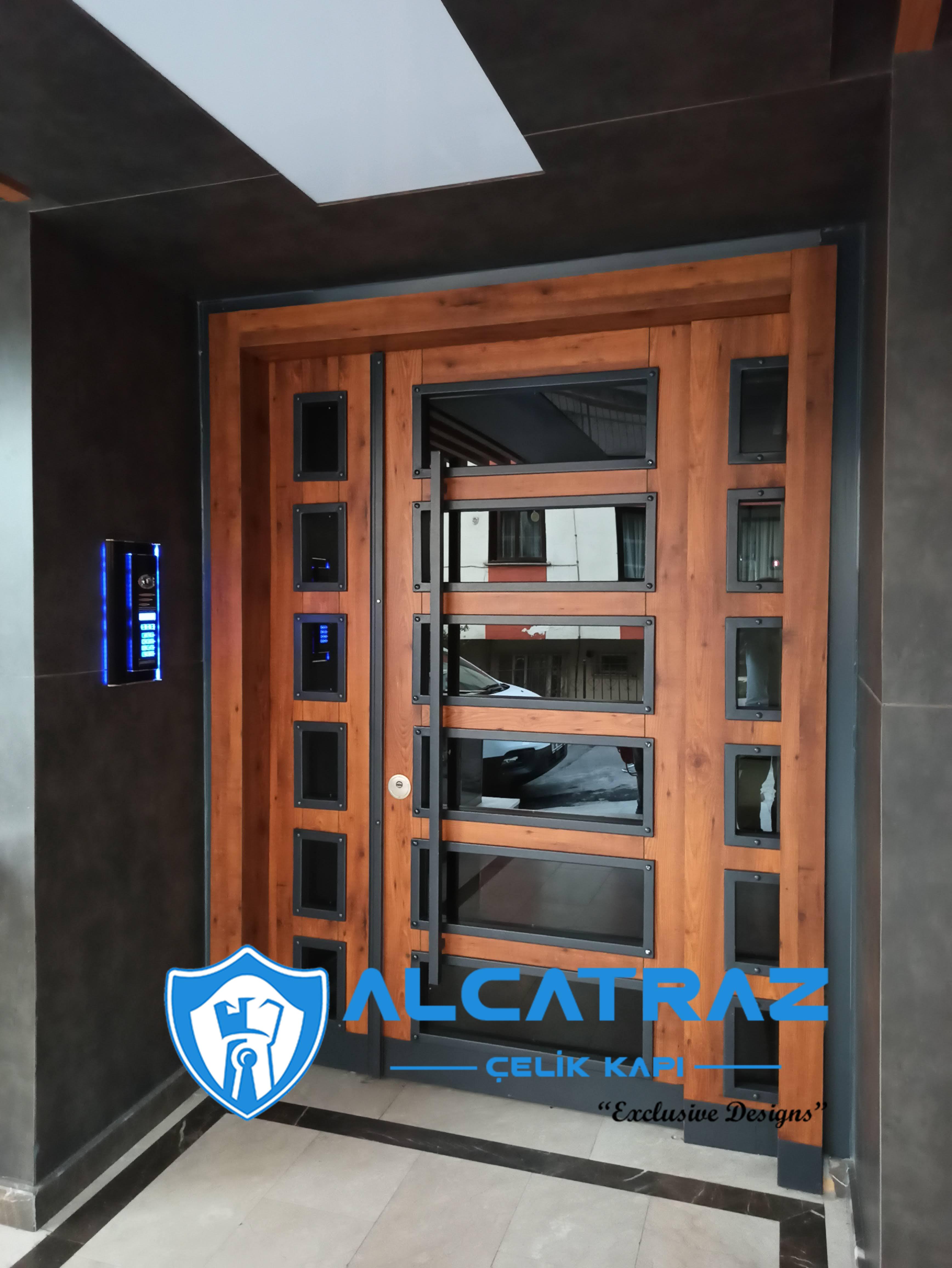 Lüks Çelik Kapı Villa Kapısı Klasik Özel Tasarım Kompozit Çelik Kapı Modelleri Alcatraz Çelik Kapı akıllı