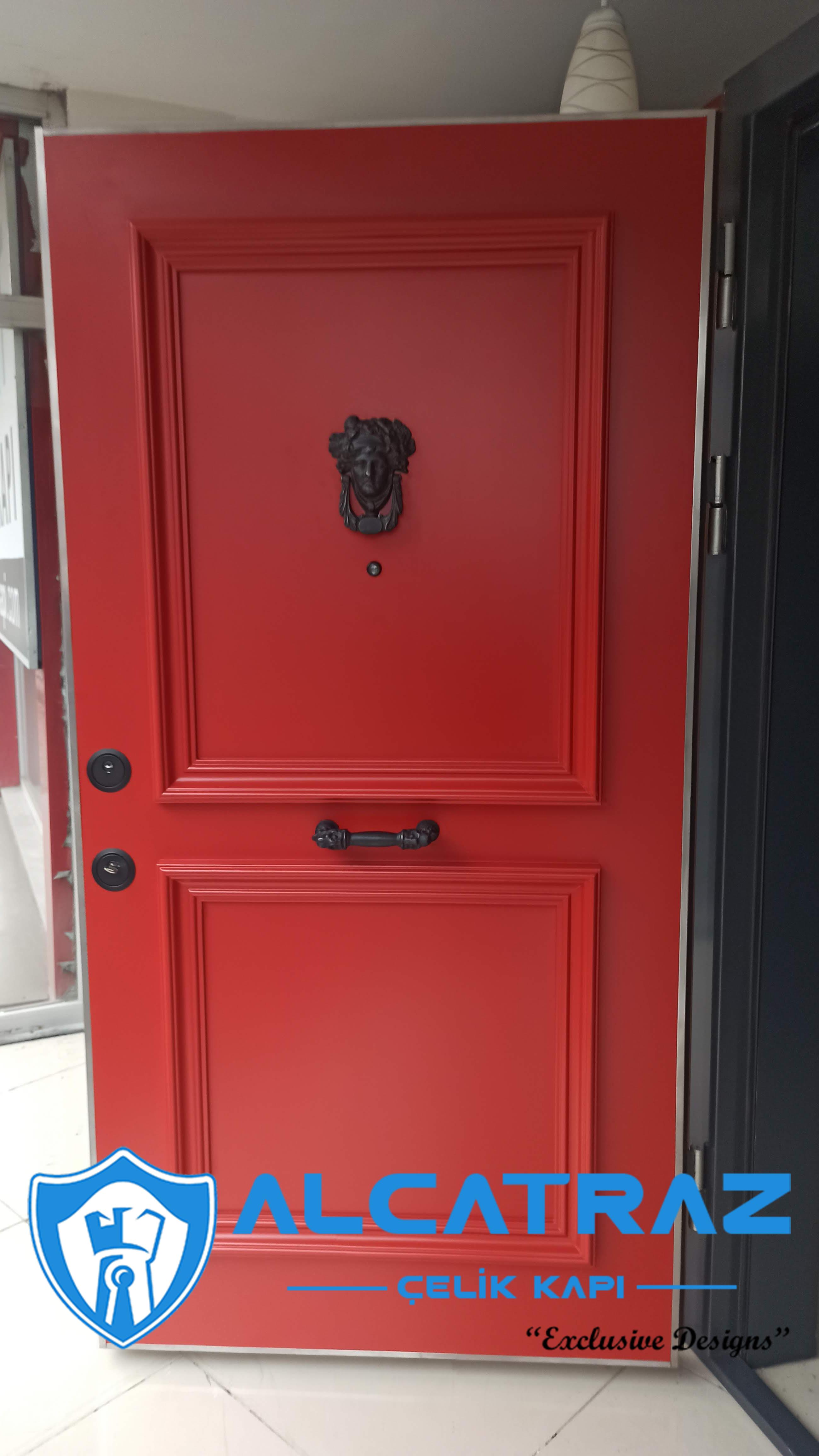 Lüks Çelik Kapı Villa Kapısı Klasik Özel Tasarım Kompozit Çelik Kapı Modelleri Alcatraz Çelik Kapı kale kırmızı kapı