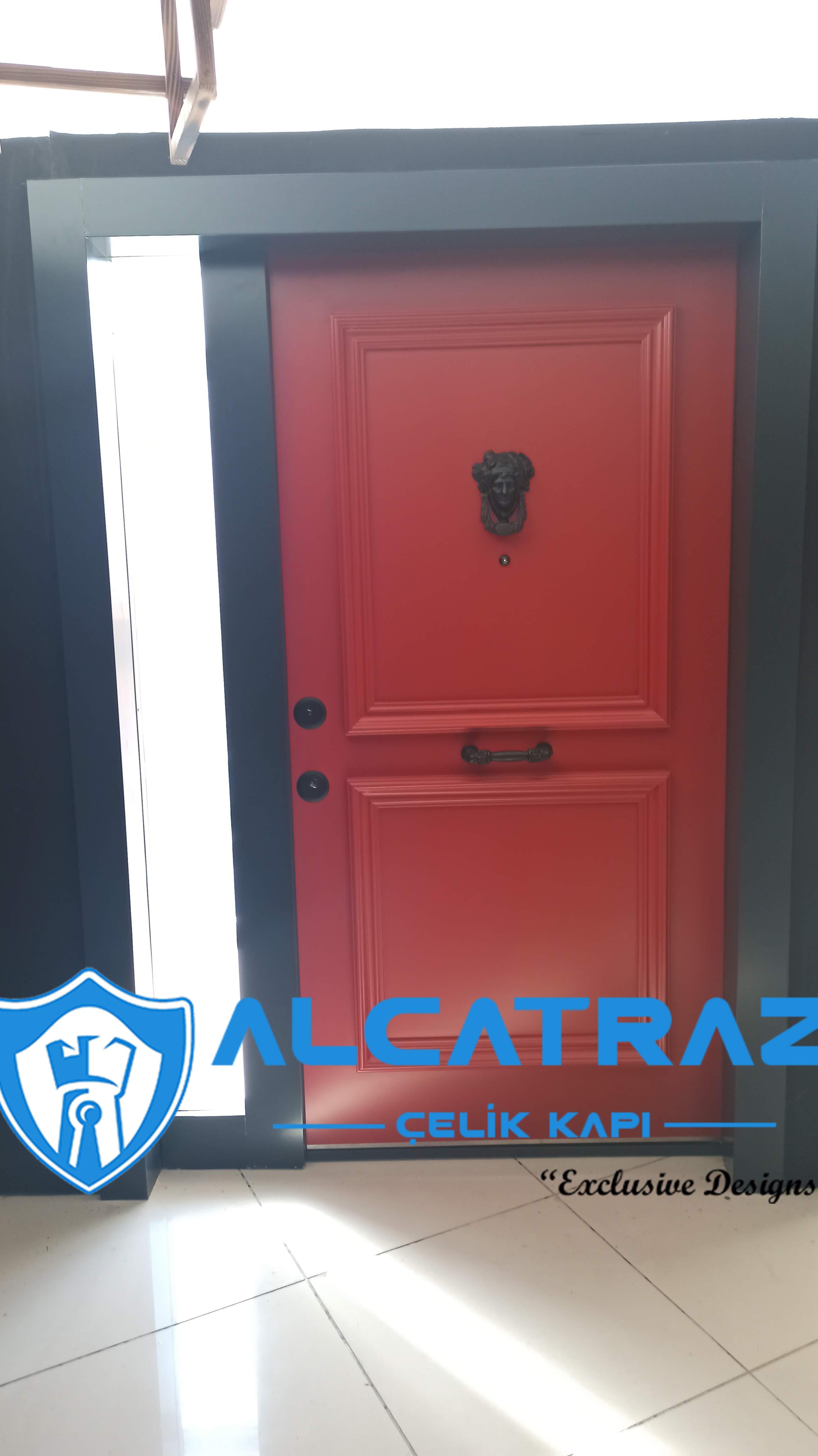 Lüks Çelik Kapı Villa Kapısı Klasik Özel Tasarım Kompozit Çelik Kapı Modelleri Alcatraz Çelik Kapı kırmızı kale çelik kapı