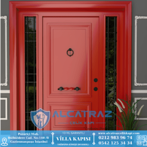 modern villa kapısı modelleri kırmızı villa kapısı İstanbul villa kapısı alcatraz Çelik kapı İndirimli villa kapı fiyatları