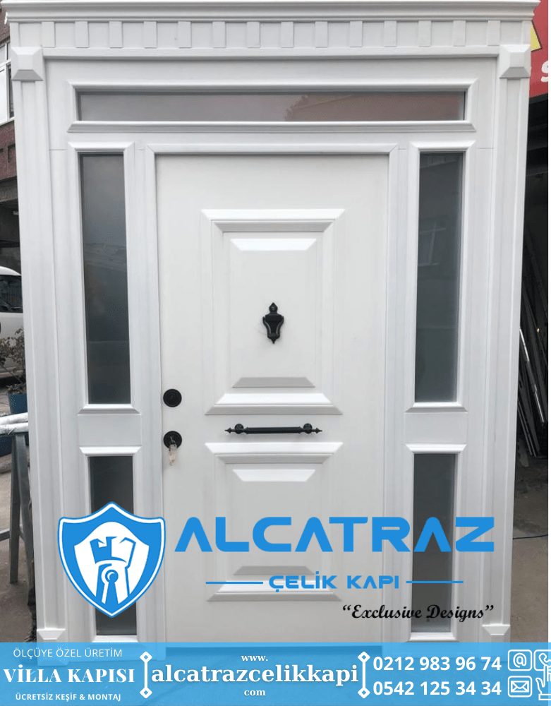 Villa Kapısı Modelleri Villa Giriş Kapısı Kompozit Çelik Kapı Alcatraz Villa Kapısı Haustüren SteelDoors Beyaz